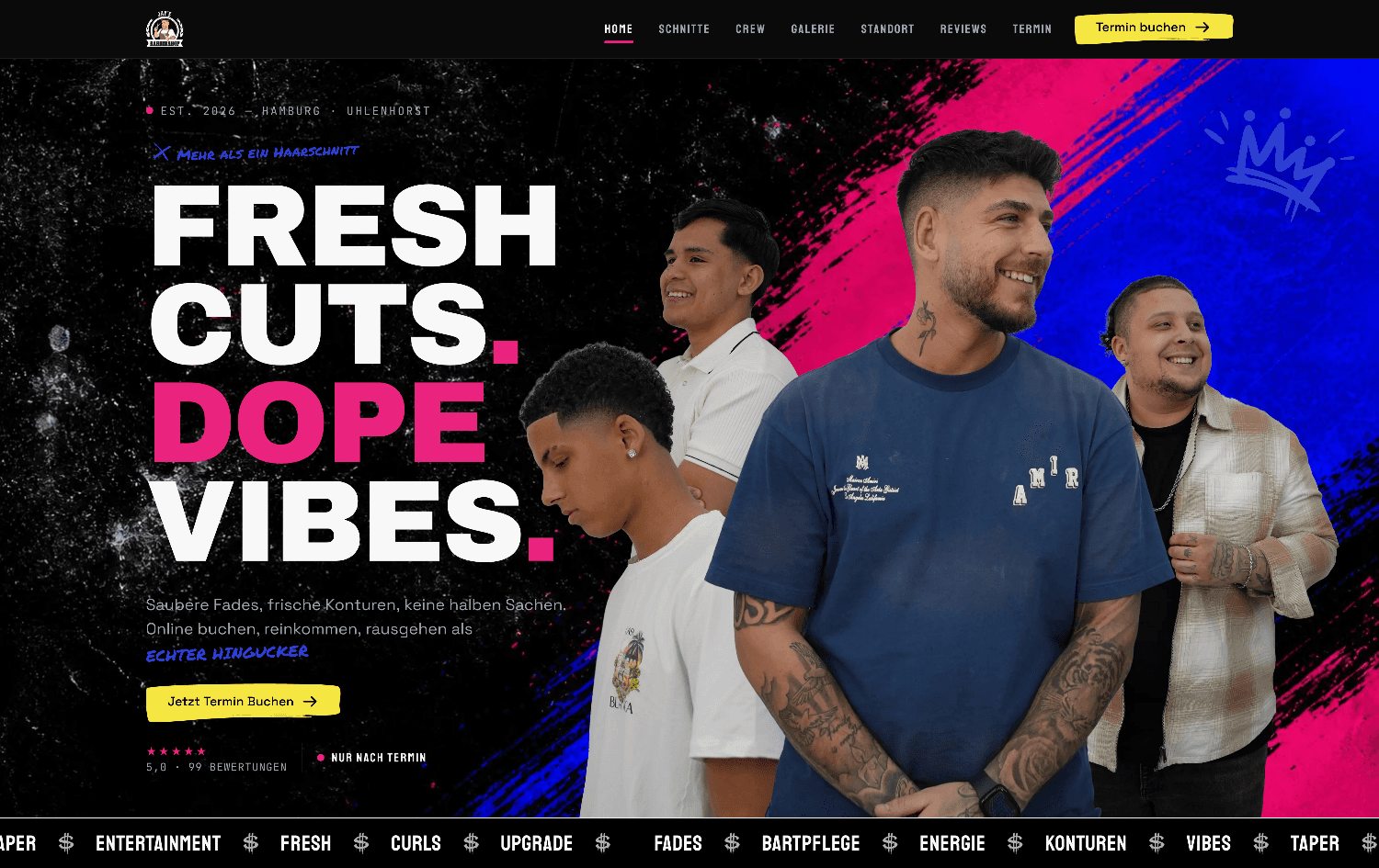 Jay's Barbershop — Webseite